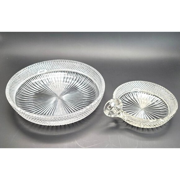 Libbey Glass Bowls American Brilliant Serving Accent Handle Chip Dip JY1 - Picture 2 of 10